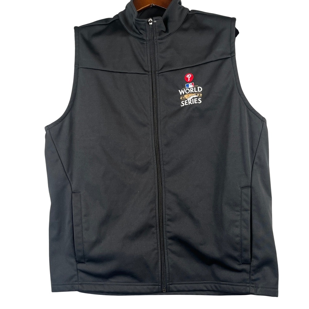 Antigua Philadelphia Phillies 2022 World Series Black Full Zip Vest Mens L NWOT